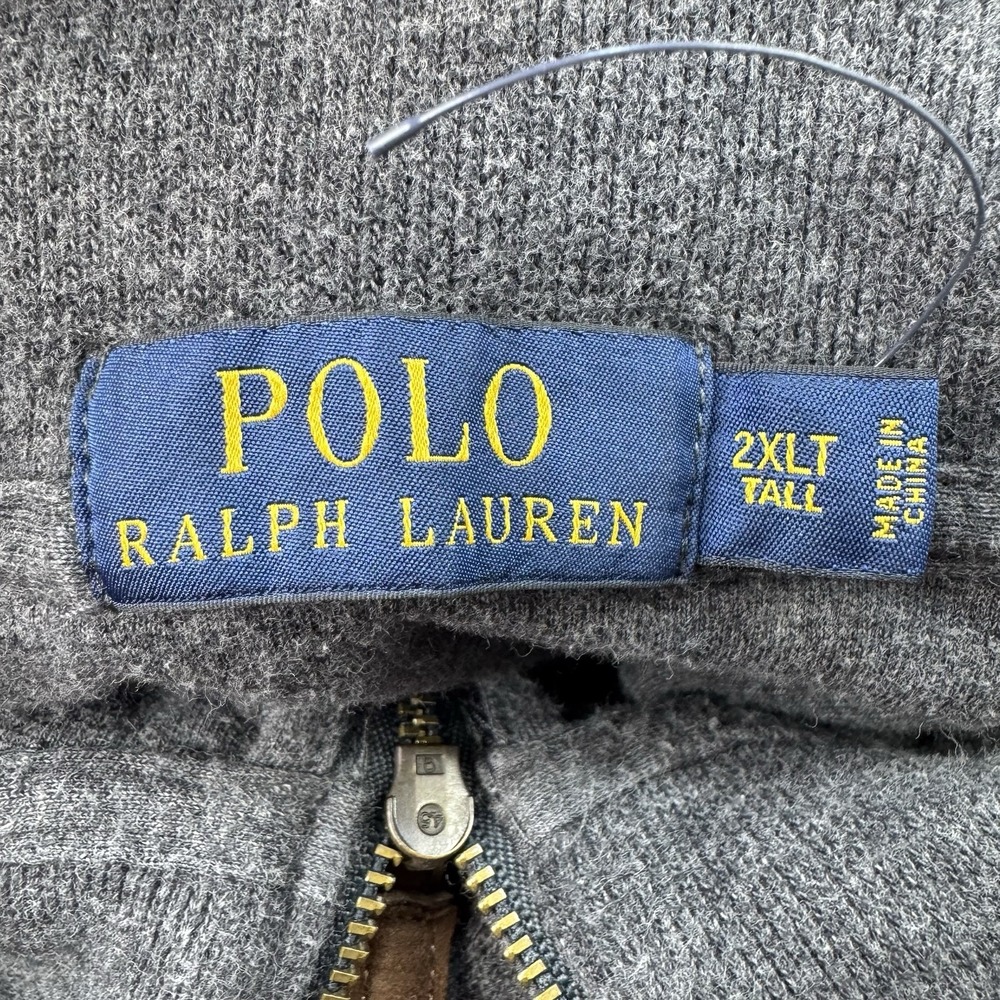 Polo Ralph Lauren Sweater Mens 2XLT Gray Pullover 1/4 Zip Cotton Mock Neck‎ Prep - Picture 2 of 10